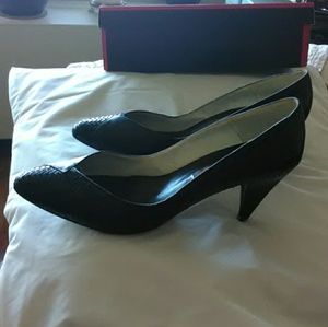 Black kid leather heels